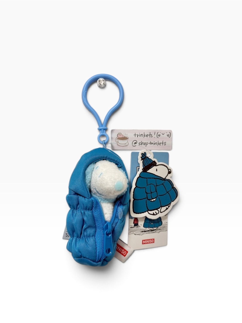 miniso x peanuts snowy collection plush Bagcharm - puffer sleeping bag snoopy